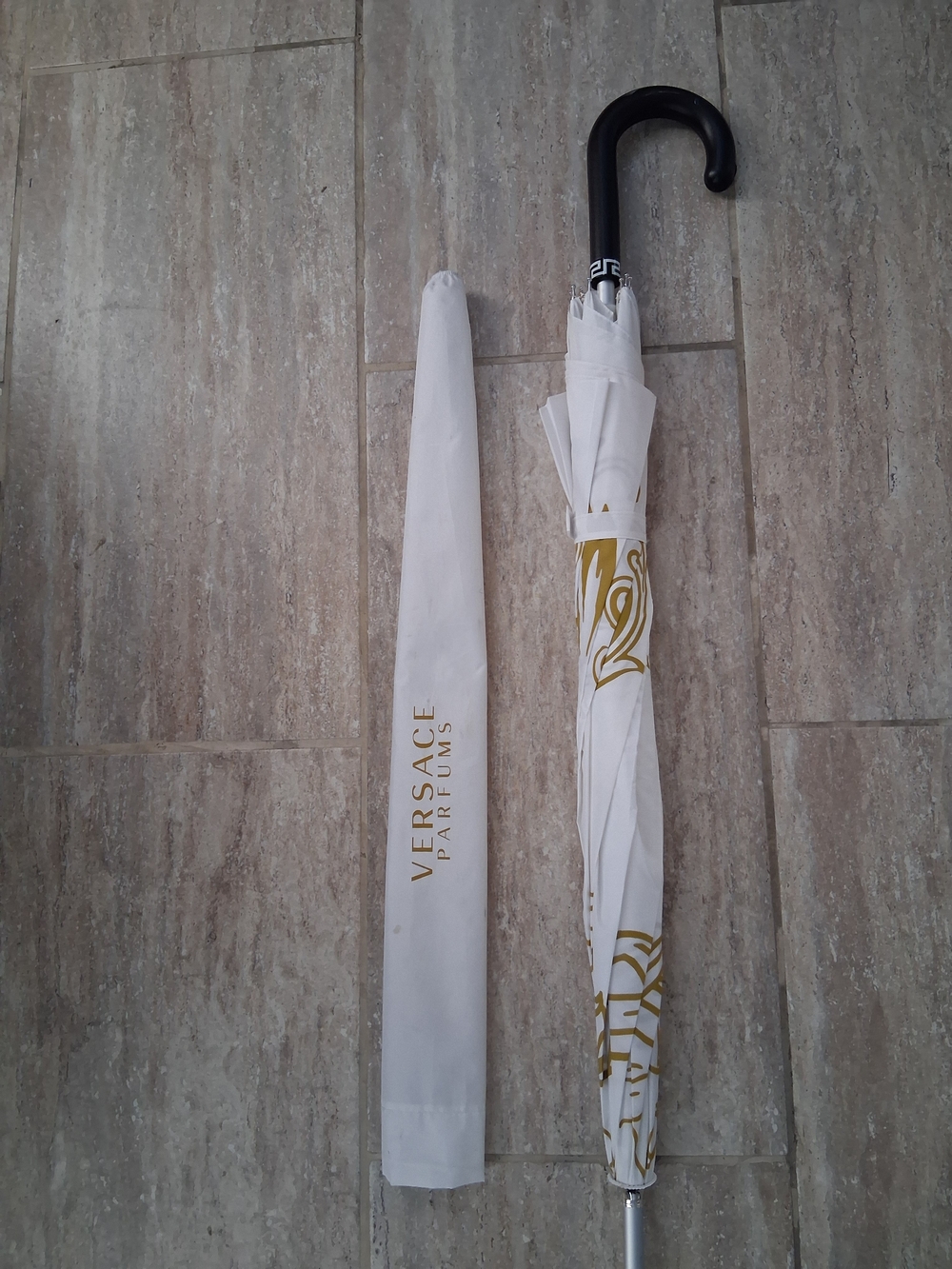 Versace Medusa Limited Fragrance Collection - 31" Large Umbrella White and Gold